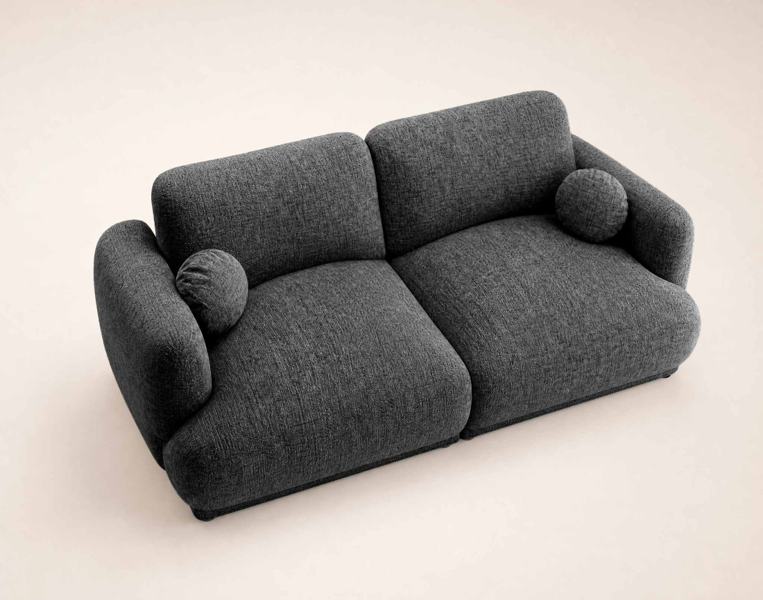 Canapé droit PIETRO 3 places en tissu texturé | Best Mobilier
