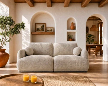 Canapé droit PIETRO 3 places en tissu texturé | Best Mobilier