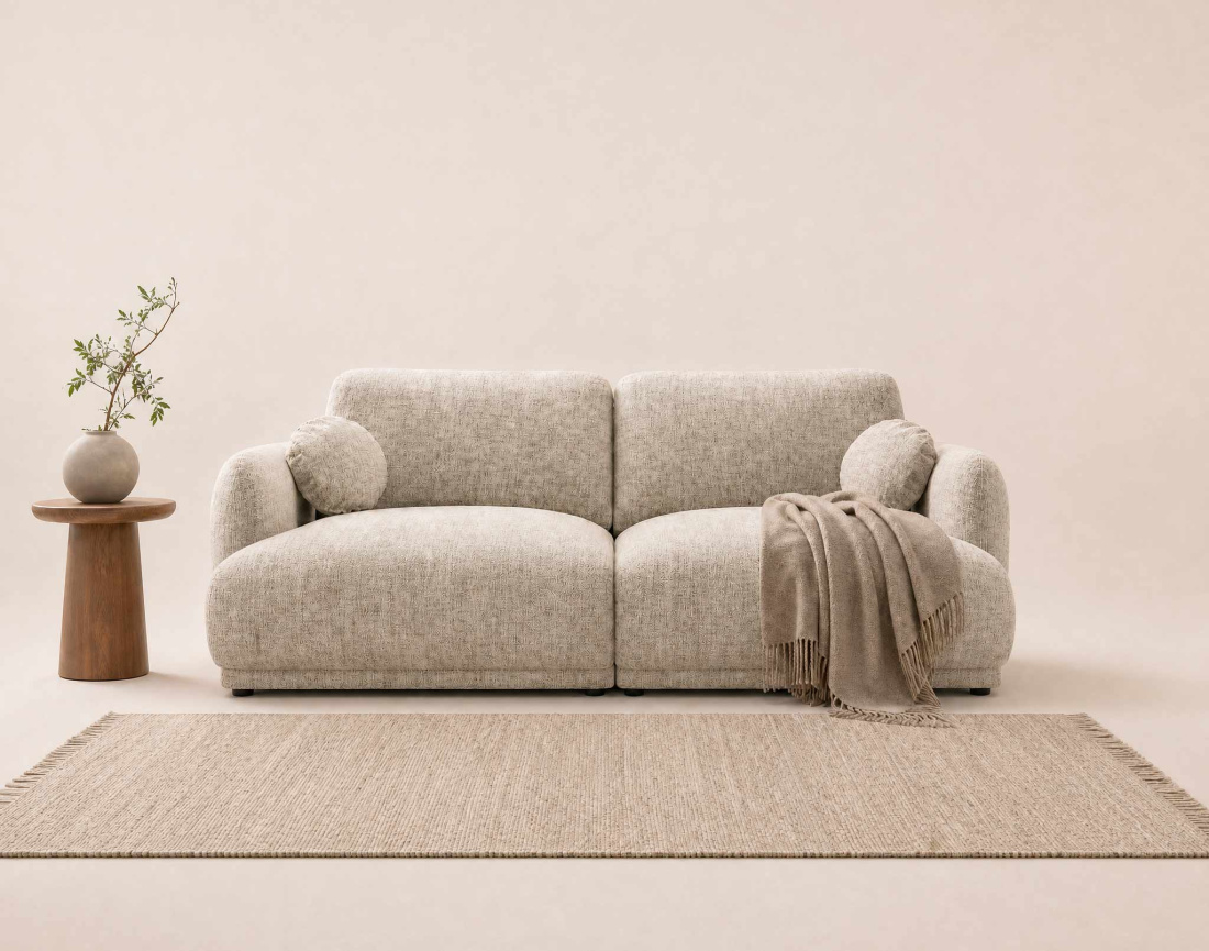 Canapé droit PIETRO 3 places en tissu texturé | Best Mobilier