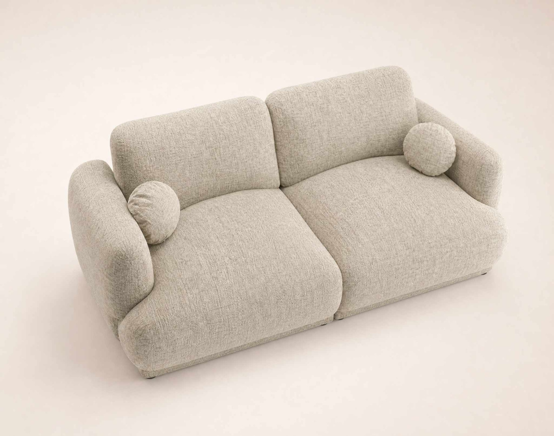 Canapé droit PIETRO 3 places en tissu texturé | Best Mobilier
