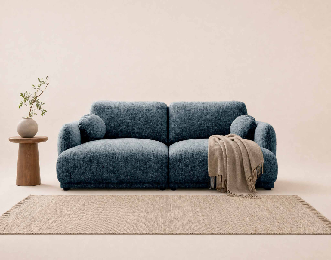 Canapé droit PIETRO 3 places en tissu texturé | Best Mobilier