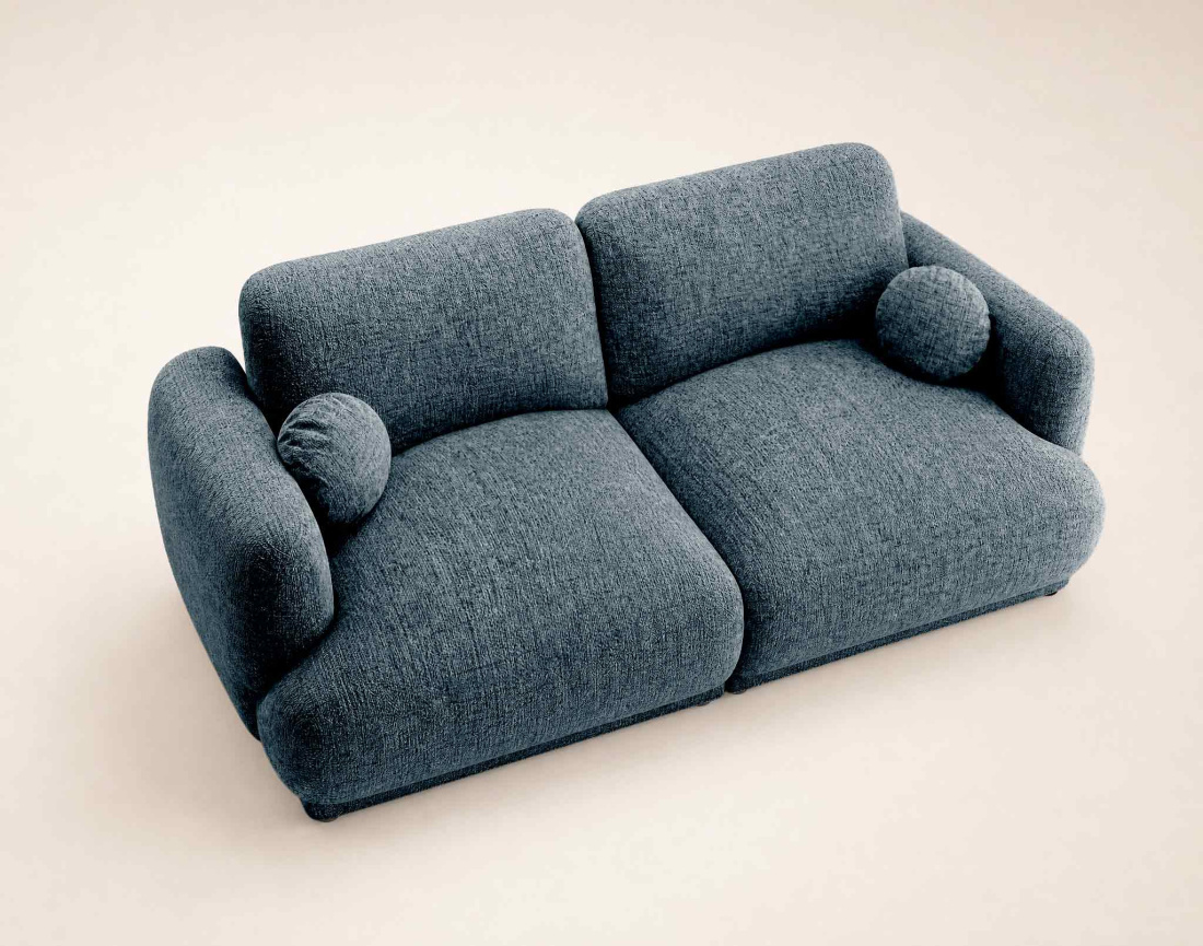 Canapé droit PIETRO 3 places en tissu texturé | Best Mobilier