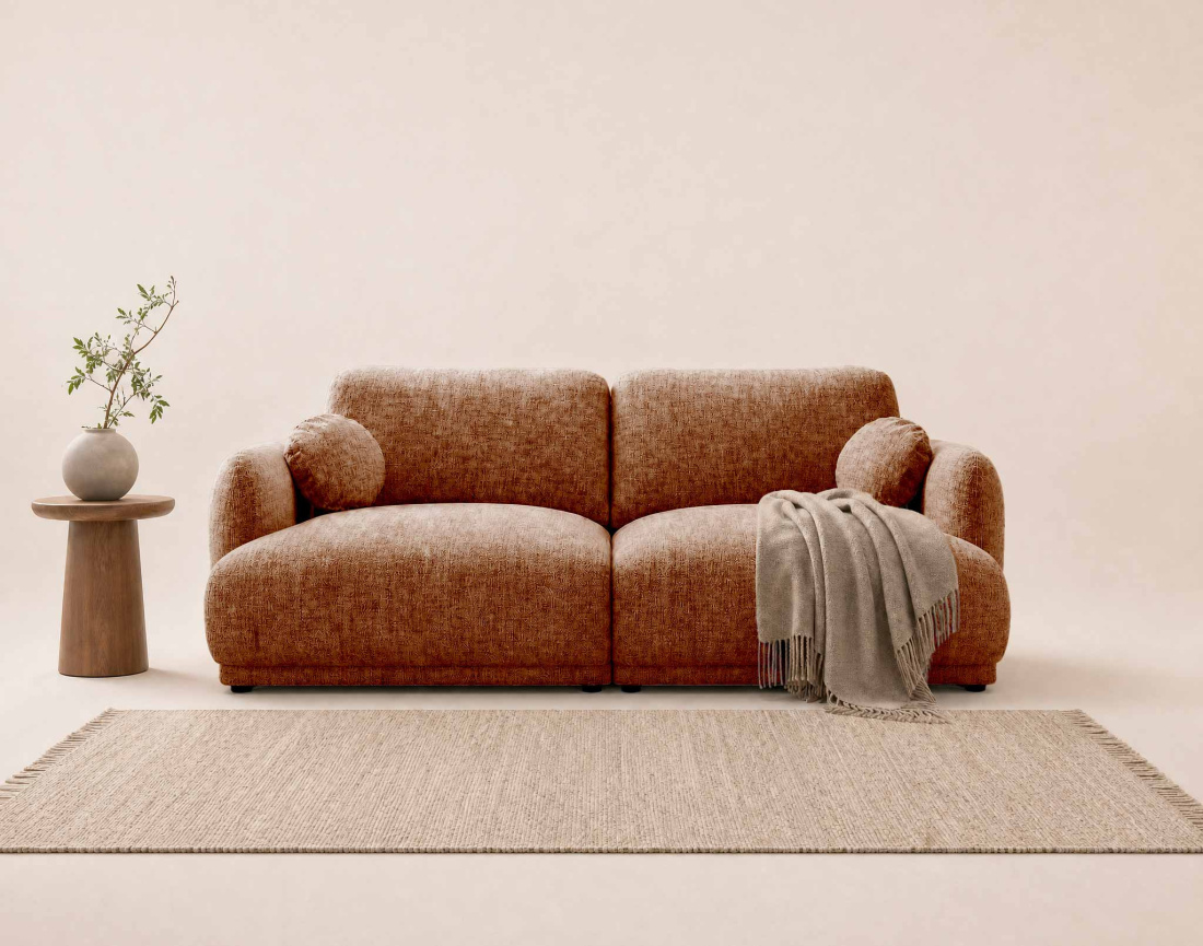 Canapé droit PIETRO 3 places en tissu texturé | Best Mobilier