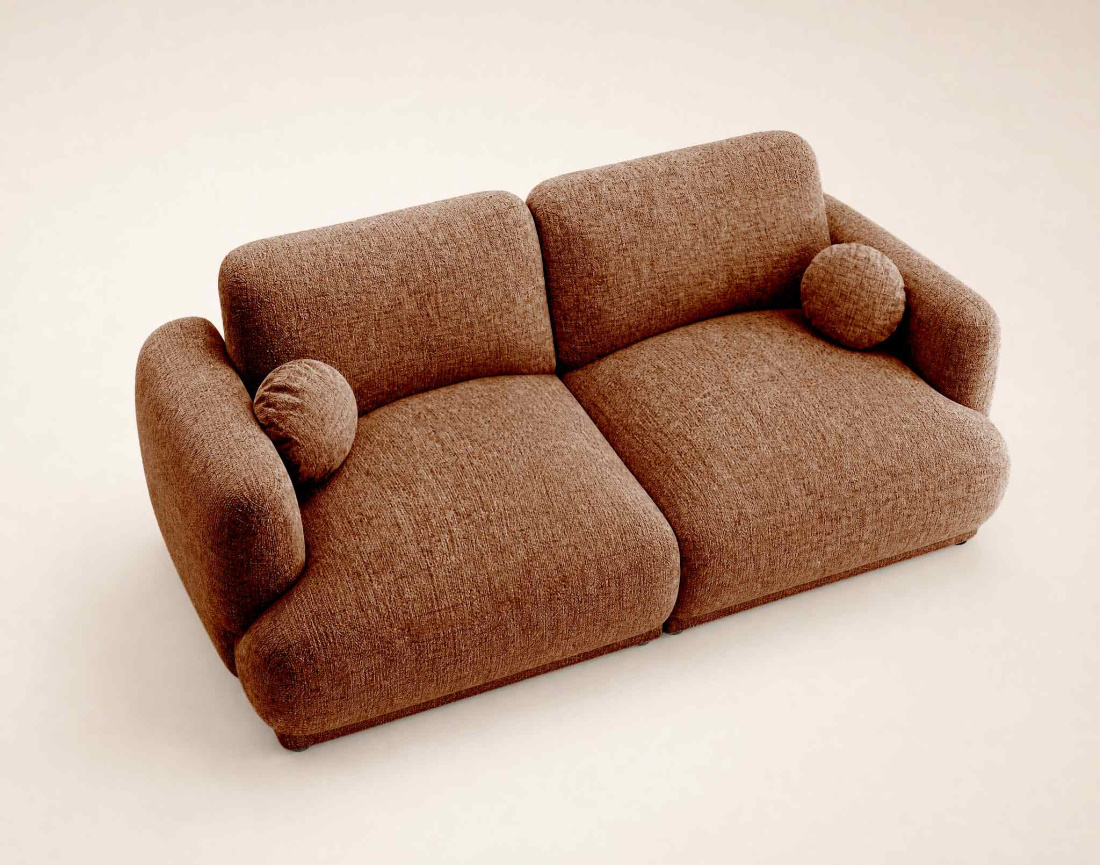 Canapé droit PIETRO 3 places en tissu texturé | Best Mobilier