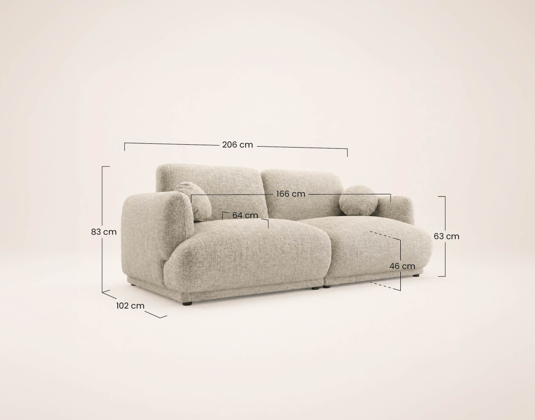 Canapé droit PIETRO 3 places en tissu texturé | Best Mobilier