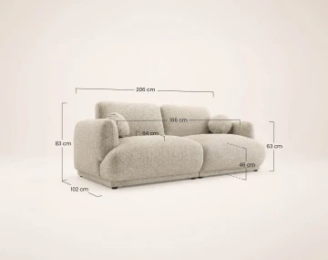 Canapé droit PIETRO 3 places en tissu texturé | Best Mobilier