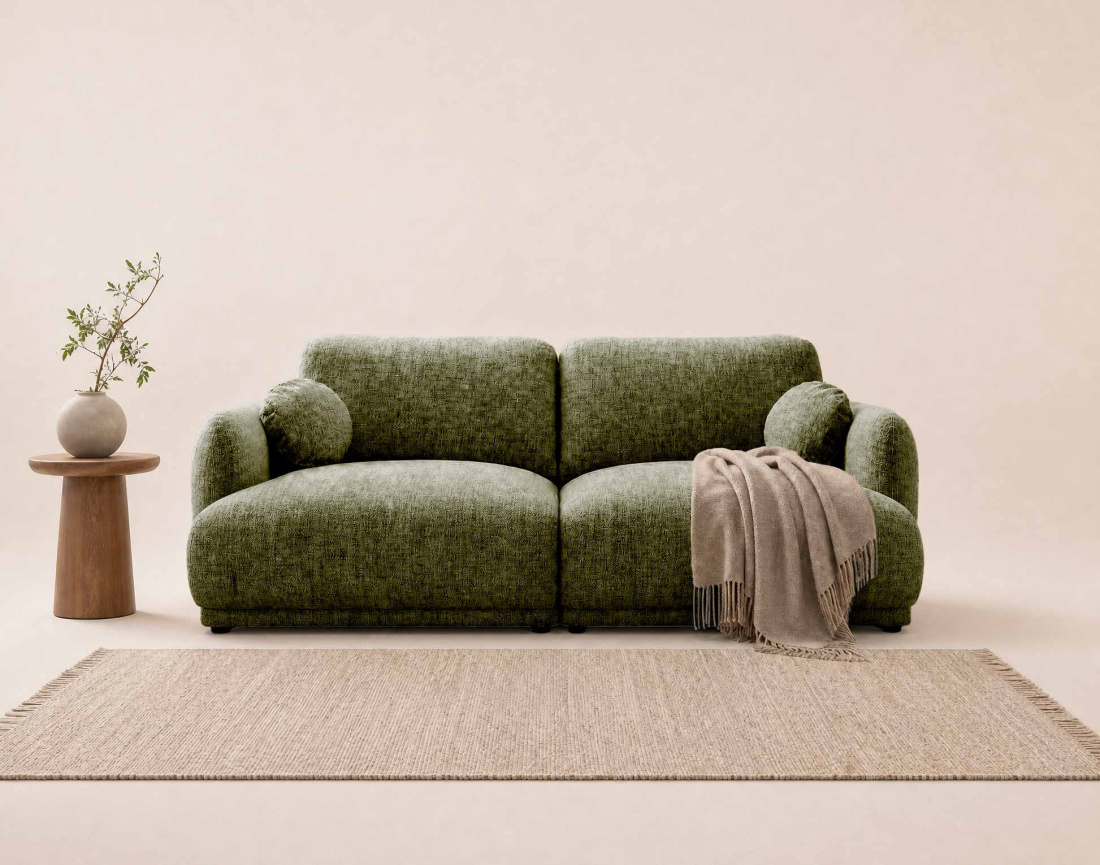 Canapé droit PIETRO 3 places en tissu texturé | Best Mobilier