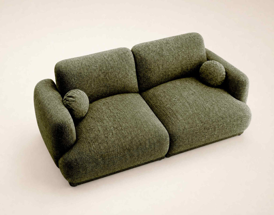 Canapé droit PIETRO 3 places en tissu texturé | Best Mobilier