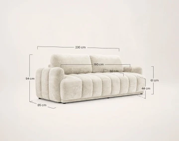 Canapé droit SILVIA 3 places convertible avec coffrre en tissu bouclette | Best Mobilier