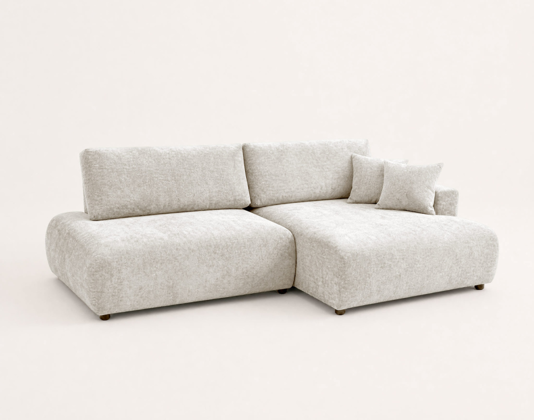 Canapé PIVOINE d'angle ouvert droit 4 places convertible coffre tissu texturé| Best Mobilier