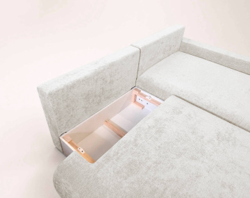 Canapé PIVOINE d'angle ouvert droit 4 places convertible coffre tissu texturé| Best Mobilier