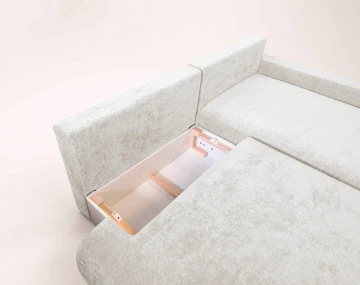 Canapé PIVOINE d'angle ouvert droit 4 places convertible coffre tissu texturé| Best Mobilier