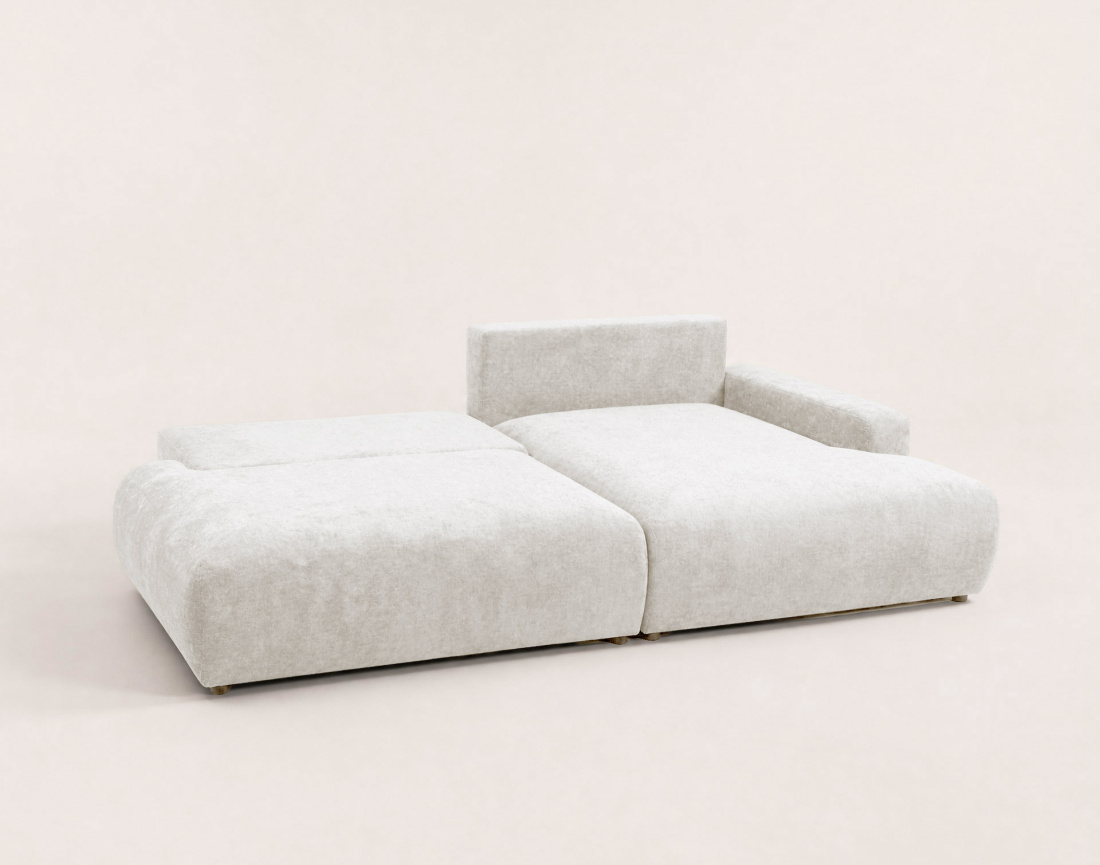 Canapé PIVOINE d'angle ouvert droit 4 places convertible coffre tissu texturé| Best Mobilier