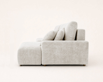Canapé PIVOINE d'angle ouvert droit 4 places convertible coffre tissu texturé| Best Mobilier