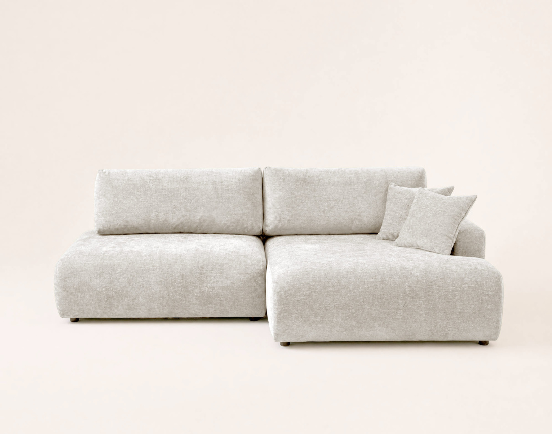 Canapé PIVOINE d'angle ouvert droit 4 places convertible coffre tissu texturé| Best Mobilier