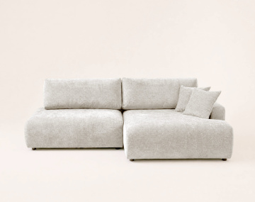 Canapé PIVOINE d'angle ouvert droit 4 places convertible coffre tissu texturé| Best Mobilier