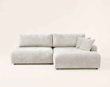 Canapé PIVOINE d'angle ouvert droit 4 places convertible coffre tissu texturé| Best Mobilier