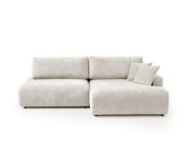 Canapé PIVOINE d'angle ouvert droit 4 places convertible coffre tissu texturé| Best Mobilier