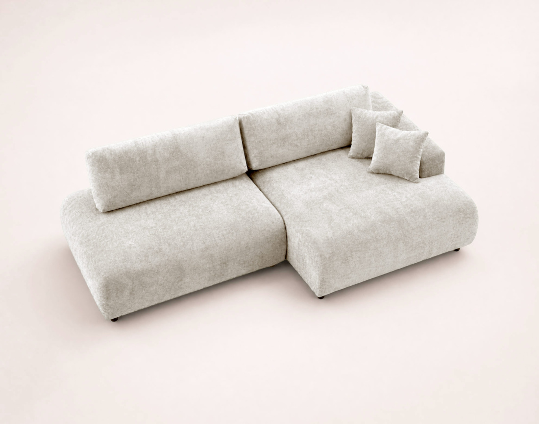 Canapé PIVOINE d'angle ouvert droit 4 places convertible coffre tissu texturé| Best Mobilier