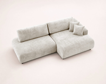 Canapé PIVOINE d'angle ouvert droit 4 places convertible coffre tissu texturé| Best Mobilier