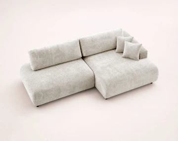 Canapé PIVOINE d'angle ouvert droit 4 places convertible coffre tissu texturé| Best Mobilier