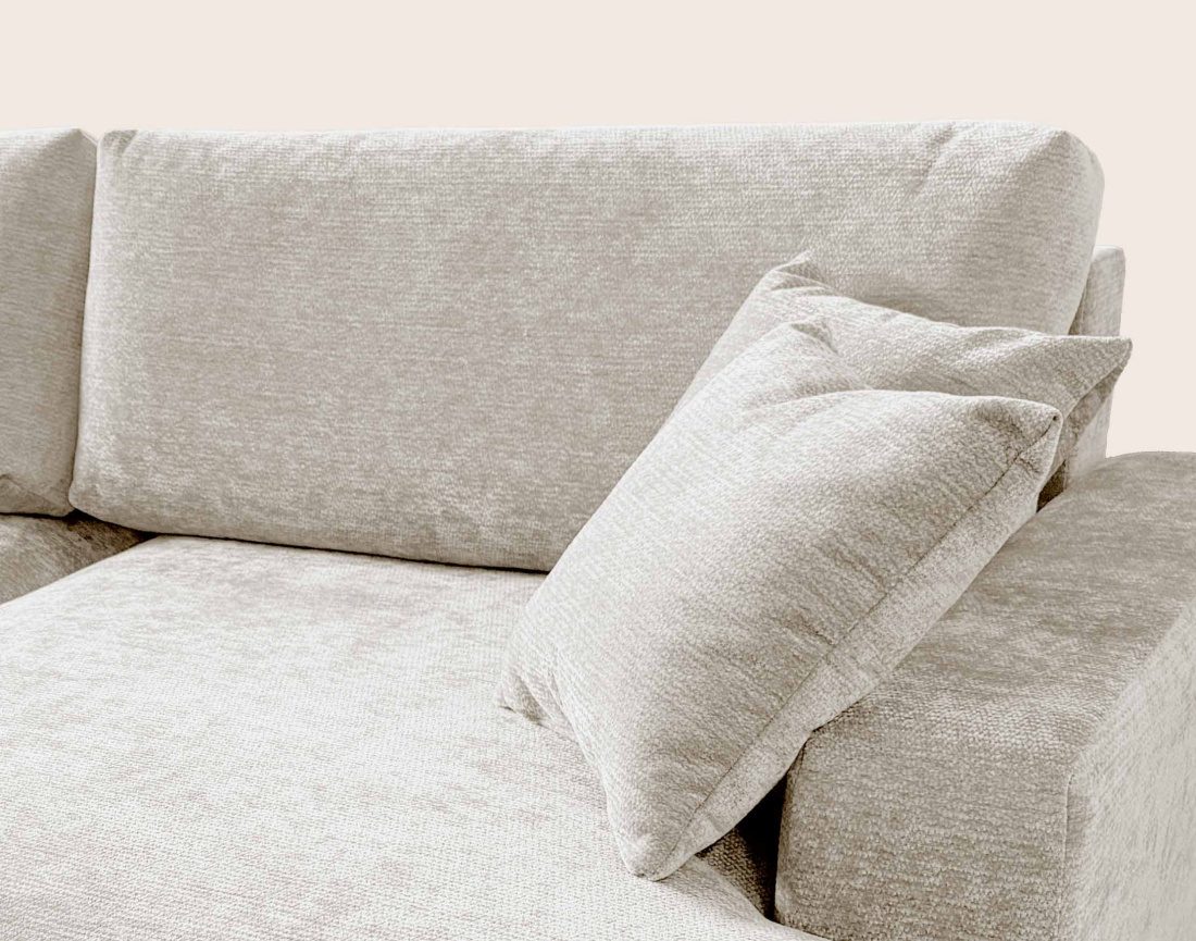 Canapé PIVOINE d'angle ouvert droit 4 places convertible coffre tissu texturé| Best Mobilier