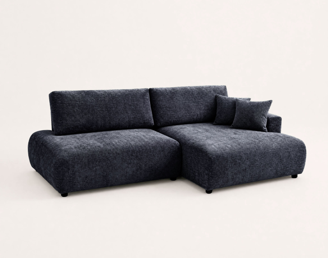 Canapé PIVOINE d'angle ouvert droit 4 places convertible coffre tissu texturé| Best Mobilier