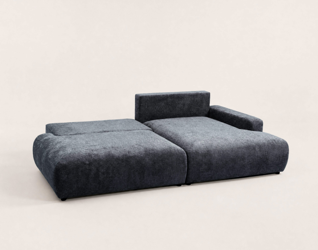 Canapé PIVOINE d'angle ouvert droit 4 places convertible coffre tissu texturé| Best Mobilier