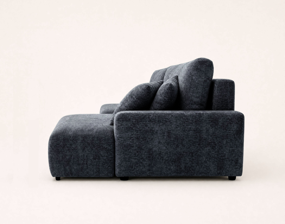 Canapé PIVOINE d'angle ouvert droit 4 places convertible coffre tissu texturé| Best Mobilier