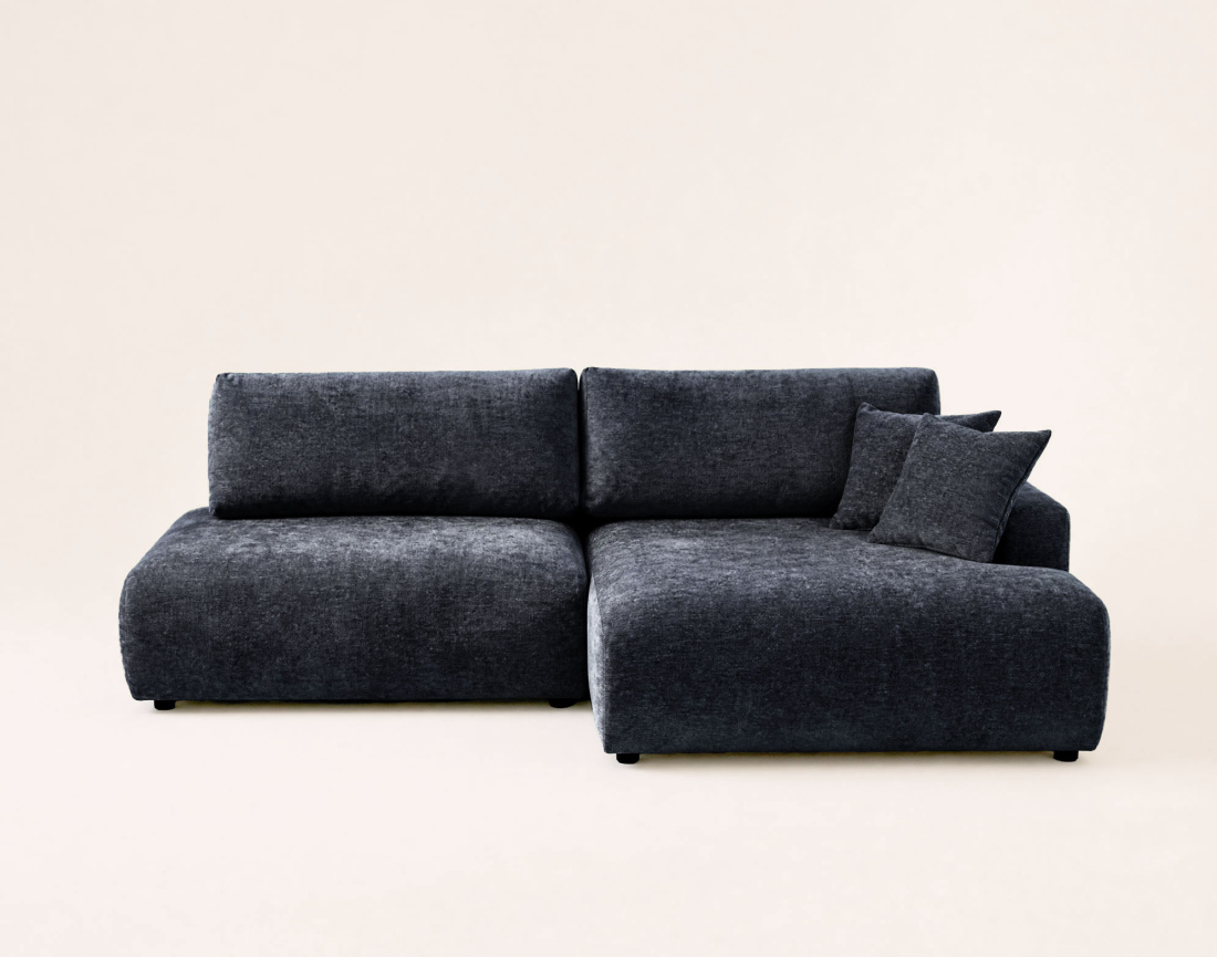 Canapé PIVOINE d'angle ouvert droit 4 places convertible coffre tissu texturé| Best Mobilier