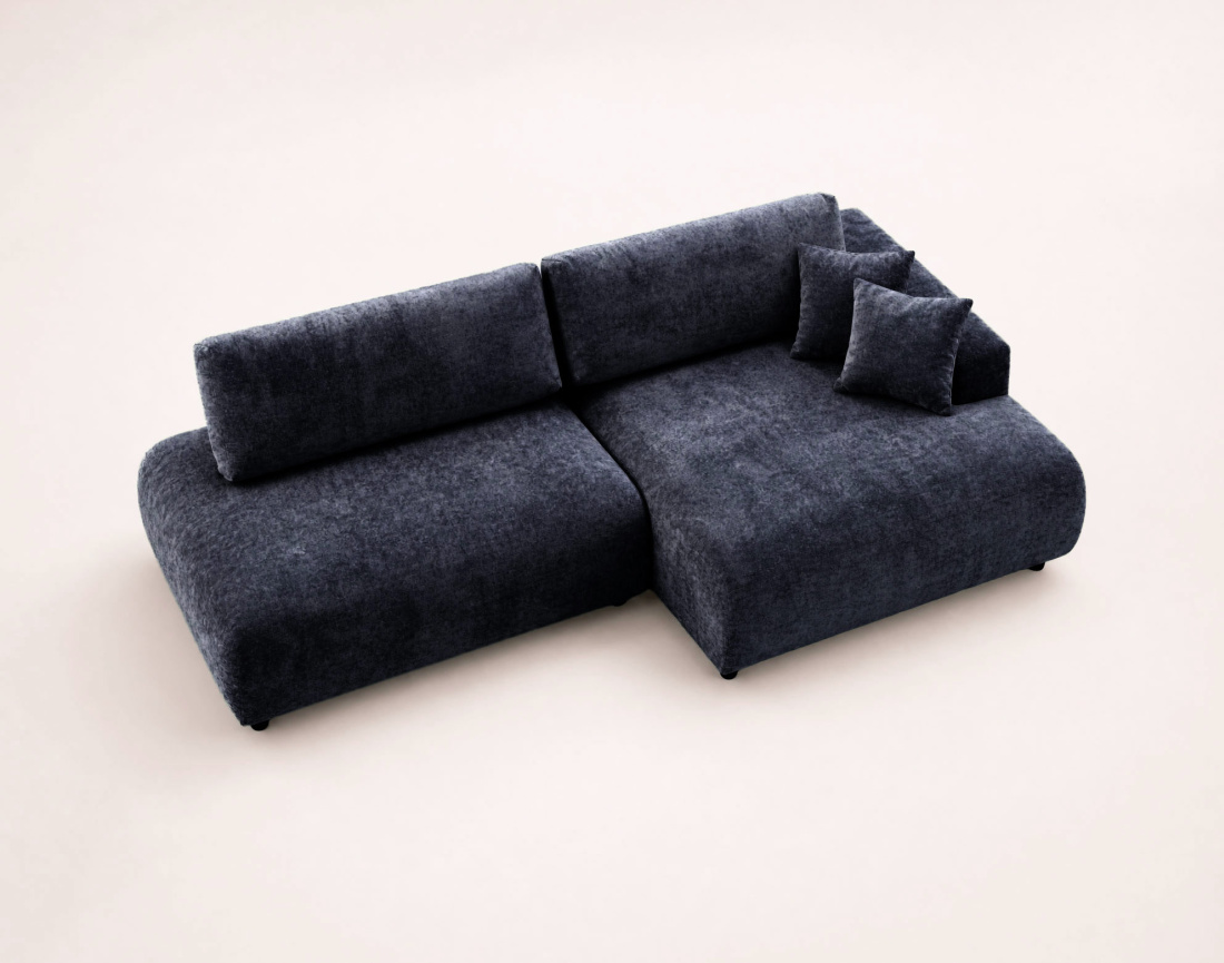 Canapé PIVOINE d'angle ouvert droit 4 places convertible coffre tissu texturé| Best Mobilier