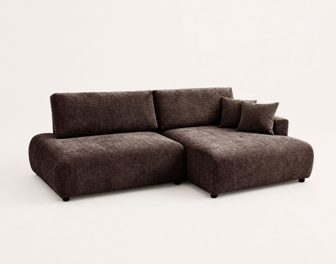 Canapé PIVOINE d'angle ouvert droit 4 places convertible coffre tissu texturé| Best Mobilier