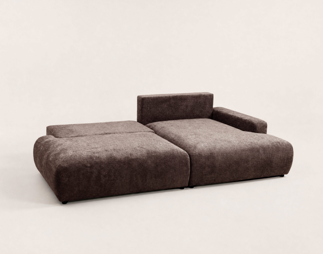 Canapé PIVOINE d'angle ouvert droit 4 places convertible coffre tissu texturé| Best Mobilier