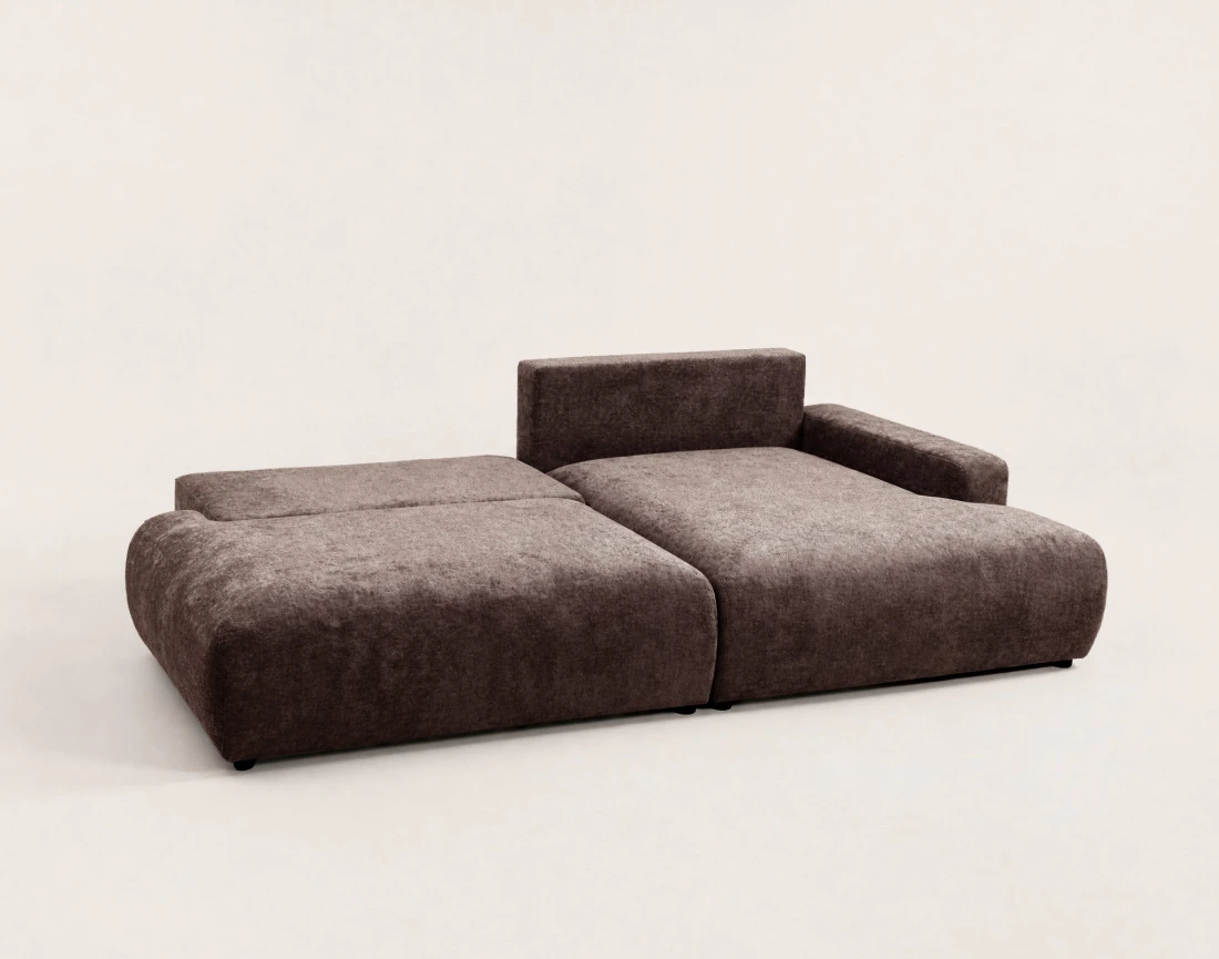 Canapé PIVOINE d'angle ouvert droit 4 places convertible coffre tissu texturé| Best Mobilier
