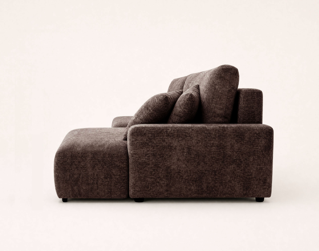 Canapé PIVOINE d'angle ouvert droit 4 places convertible coffre tissu texturé| Best Mobilier