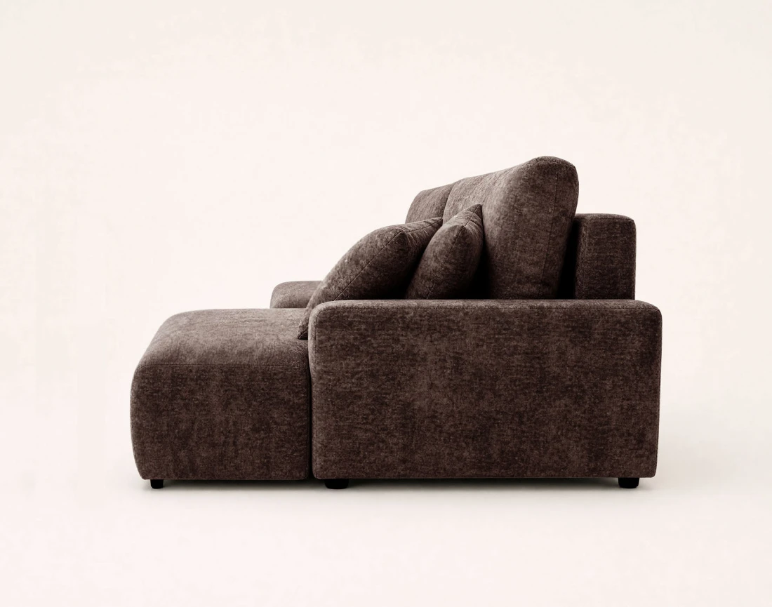 Canapé PIVOINE d'angle ouvert droit 4 places convertible coffre tissu texturé| Best Mobilier