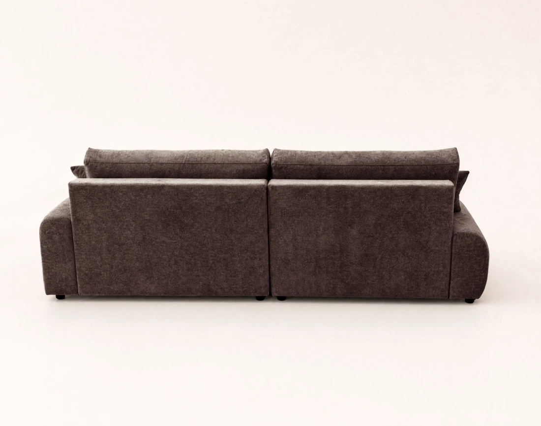 Canapé PIVOINE d'angle ouvert droit 4 places convertible coffre tissu texturé| Best Mobilier