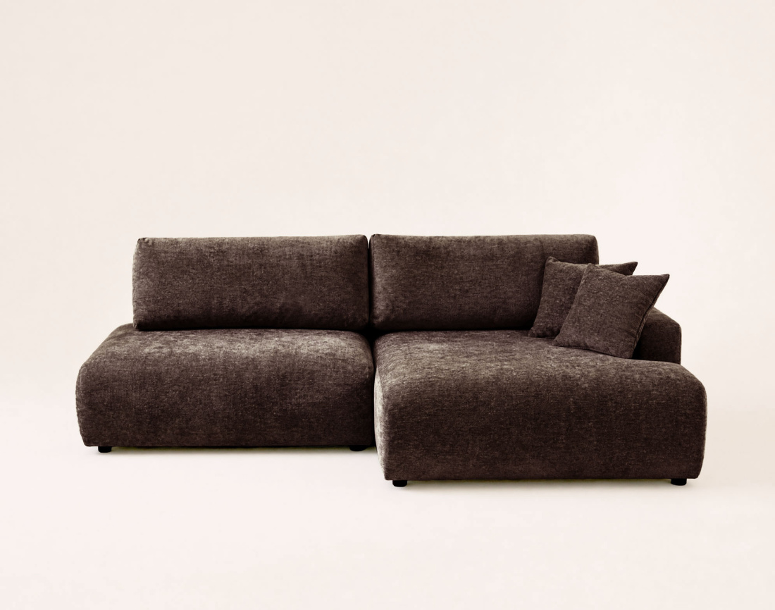Canapé PIVOINE d'angle ouvert droit 4 places convertible coffre tissu texturé| Best Mobilier