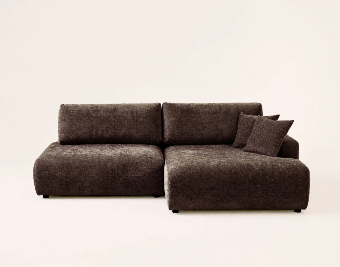 Canapé PIVOINE d'angle ouvert droit 4 places convertible coffre tissu texturé| Best Mobilier