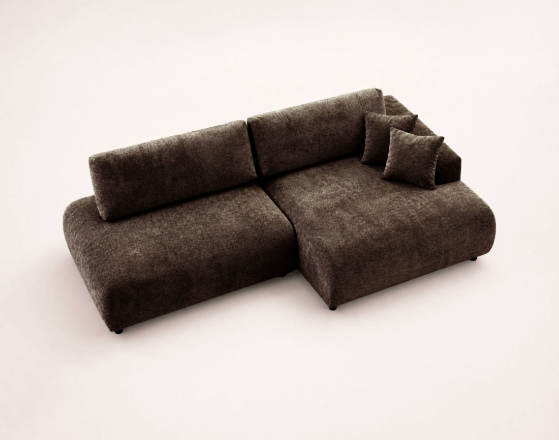 Canapé PIVOINE d'angle ouvert droit 4 places convertible coffre tissu texturé| Best Mobilier