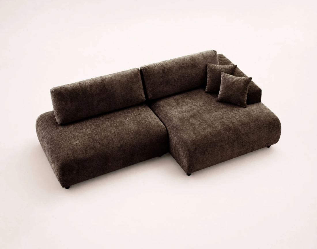 Canapé PIVOINE d'angle ouvert droit 4 places convertible coffre tissu texturé| Best Mobilier
