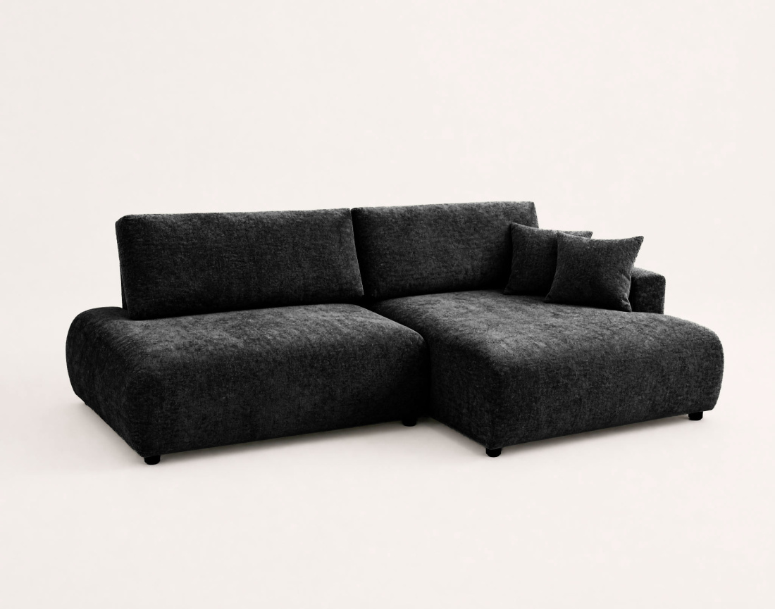 Canapé PIVOINE d'angle ouvert droit 4 places convertible coffre tissu texturé| Best Mobilier