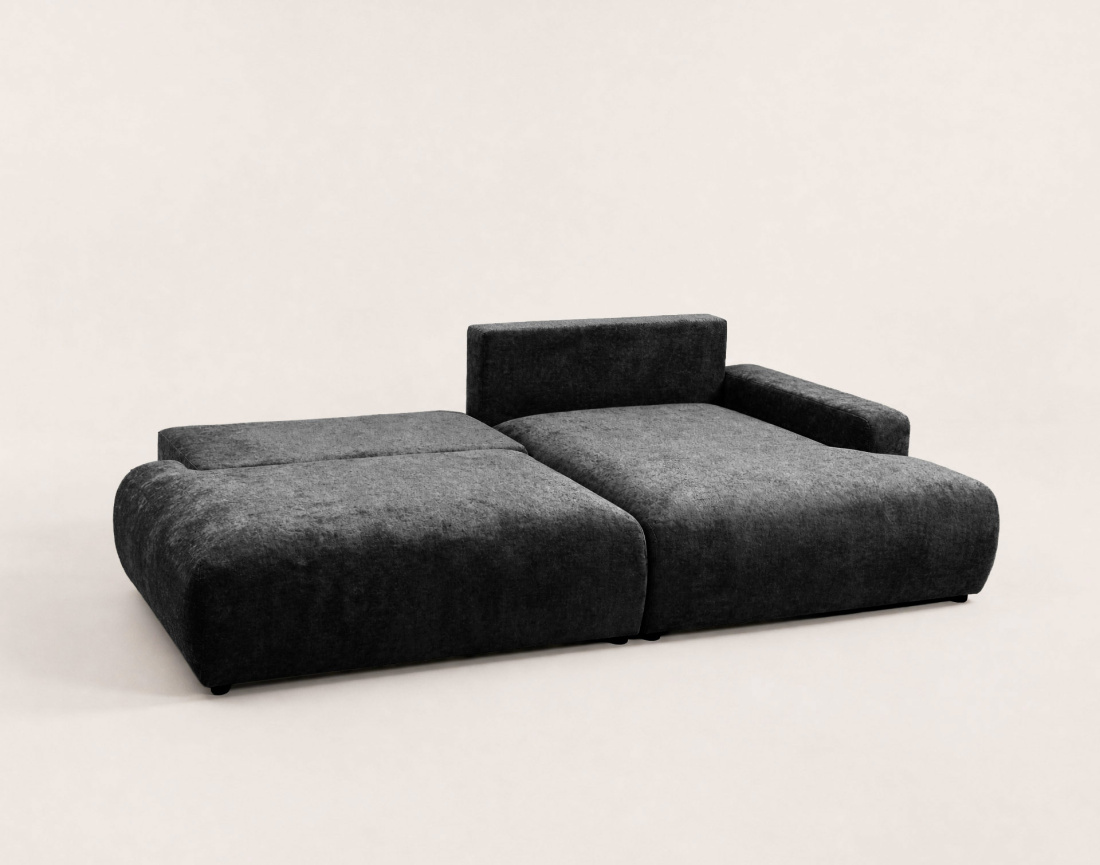 Canapé PIVOINE d'angle ouvert droit 4 places convertible coffre tissu texturé| Best Mobilier