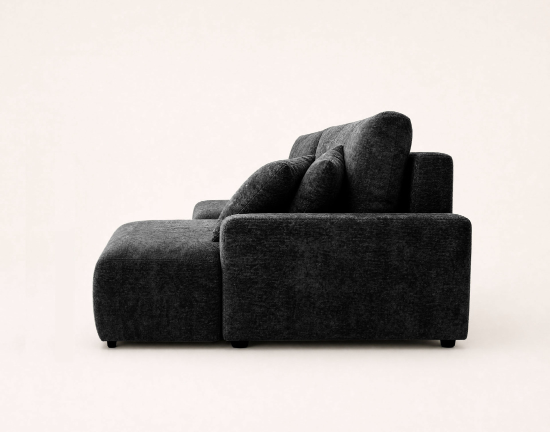 Canapé PIVOINE d'angle ouvert droit 4 places convertible coffre tissu texturé| Best Mobilier