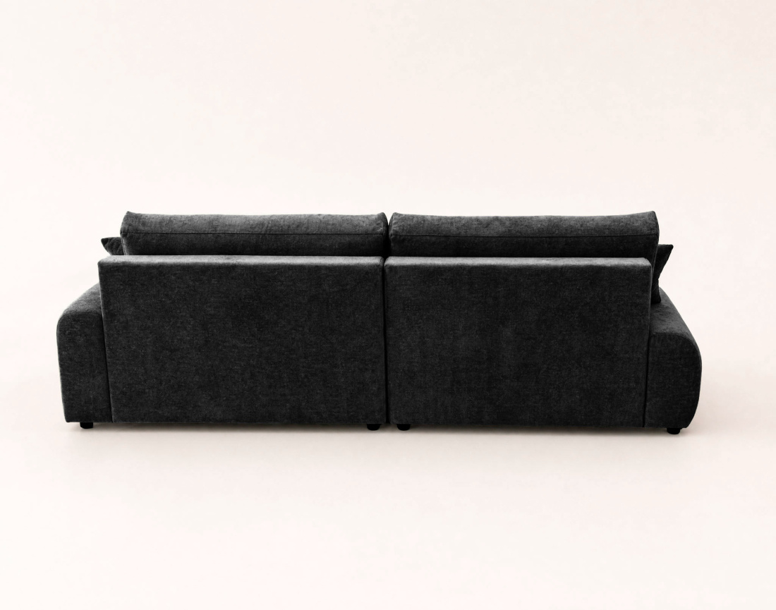 Canapé PIVOINE d'angle ouvert droit 4 places convertible coffre tissu texturé| Best Mobilier
