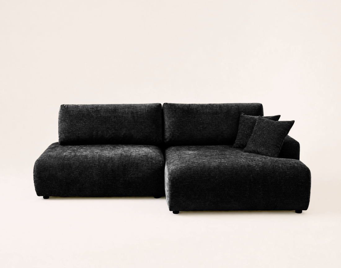 Canapé PIVOINE d'angle ouvert droit 4 places convertible coffre tissu texturé| Best Mobilier