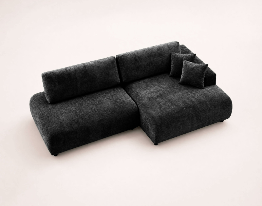 Canapé PIVOINE d'angle ouvert droit 4 places convertible coffre tissu texturé| Best Mobilier