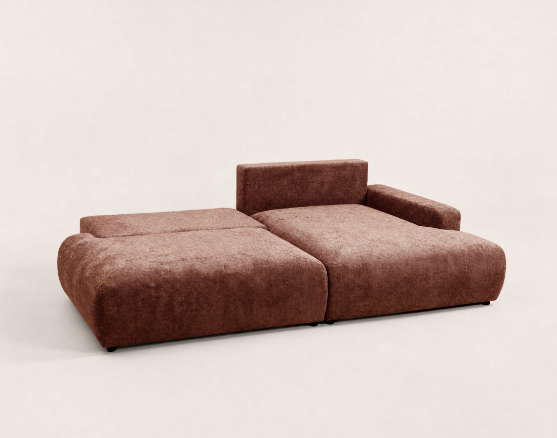Canapé PIVOINE d'angle ouvert droit 4 places convertible coffre tissu texturé| Best Mobilier