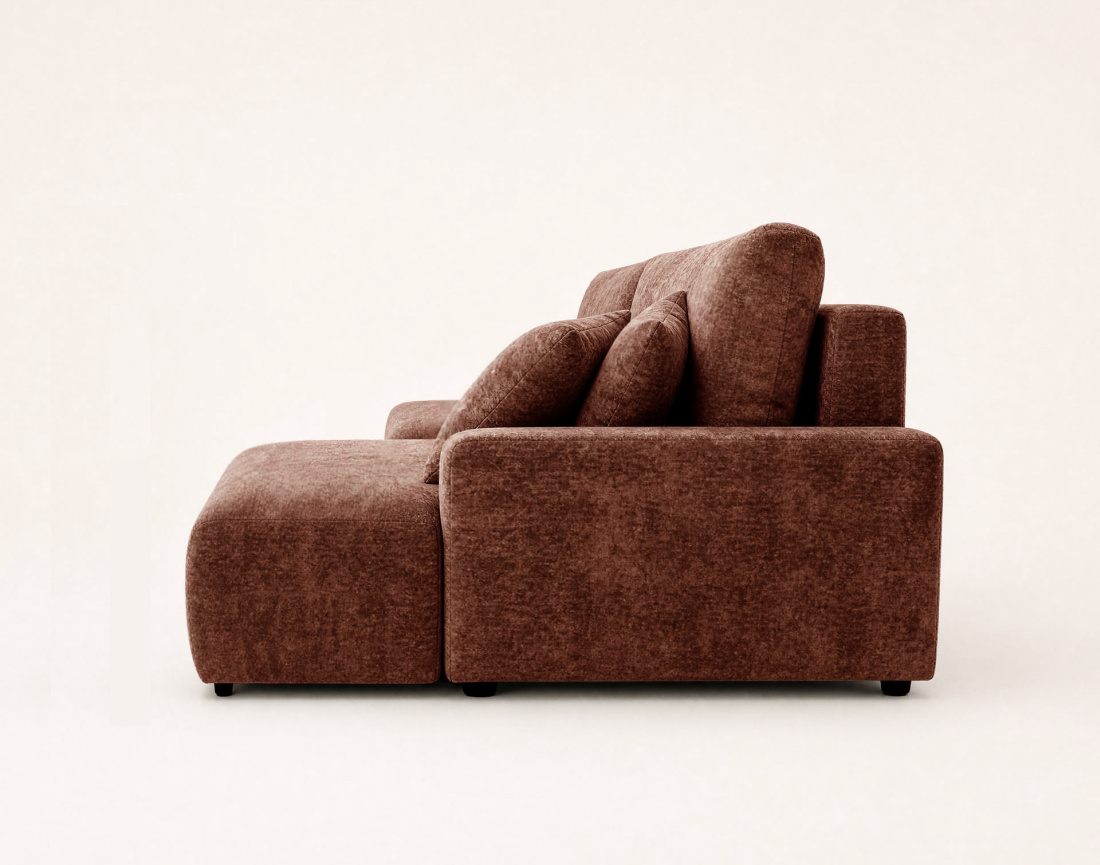 Canapé PIVOINE d'angle ouvert droit 4 places convertible coffre tissu texturé| Best Mobilier