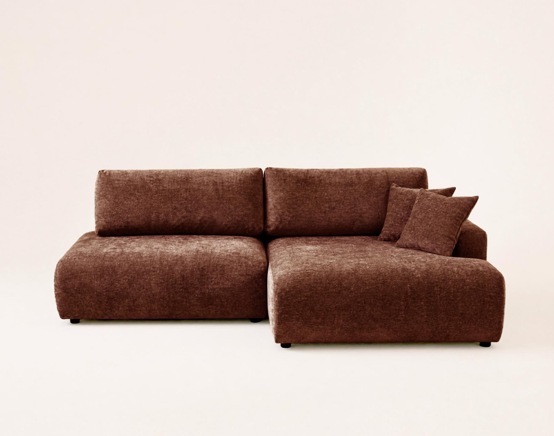 Canapé PIVOINE d'angle ouvert droit 4 places convertible coffre tissu texturé| Best Mobilier